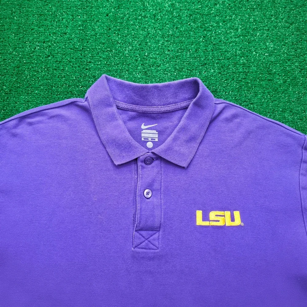 Nike LSU Tigers Team Edition Pique Polo Shirt Mens XL Purple Short Sleeve NCAA